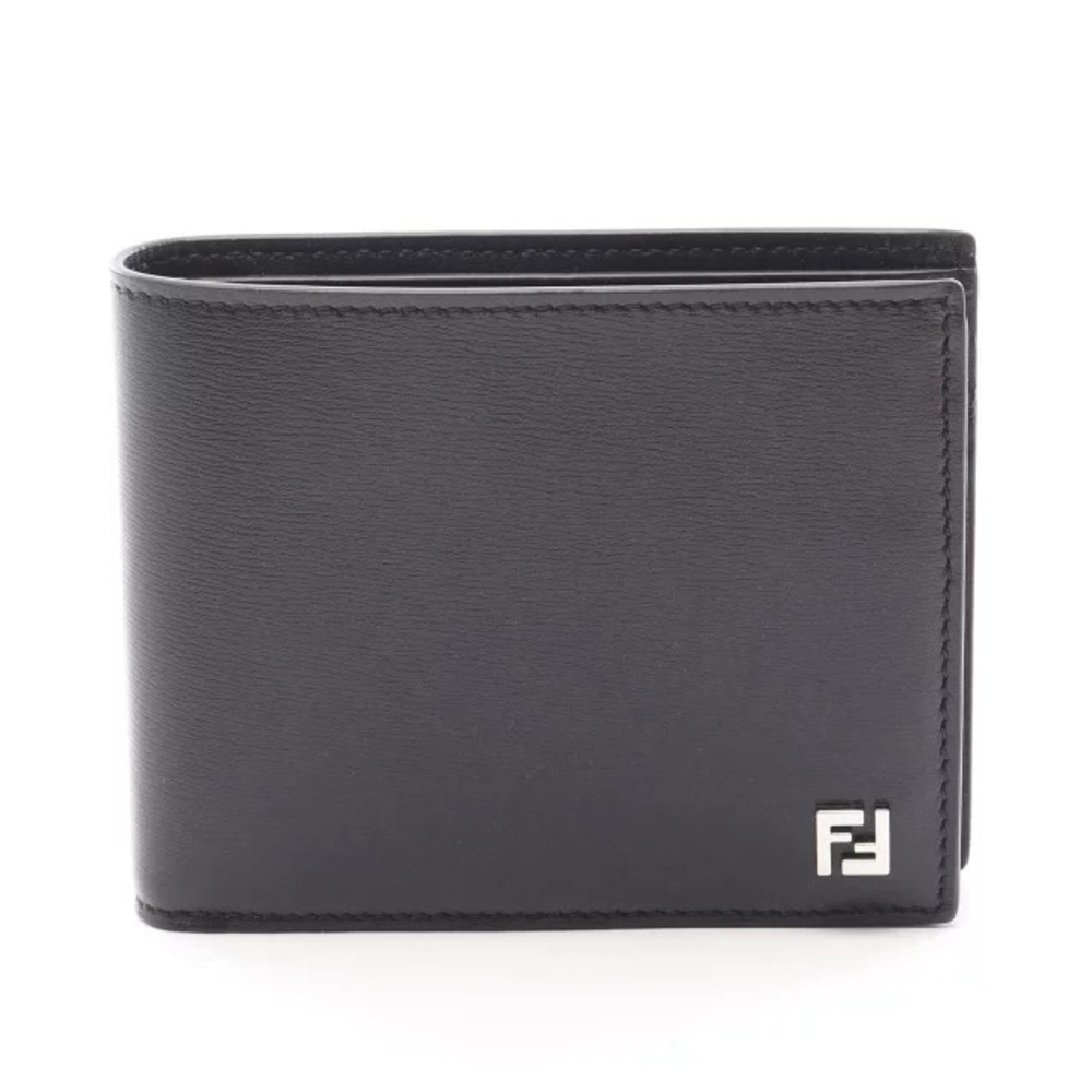 Fendi Squared FF Bi fold Wallet Leather Black